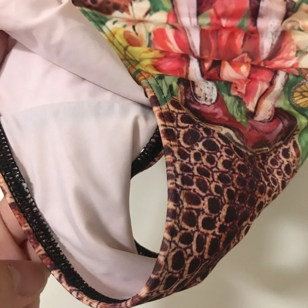 Hot as Hell snake floral animal print high waist bikini bottoms size L